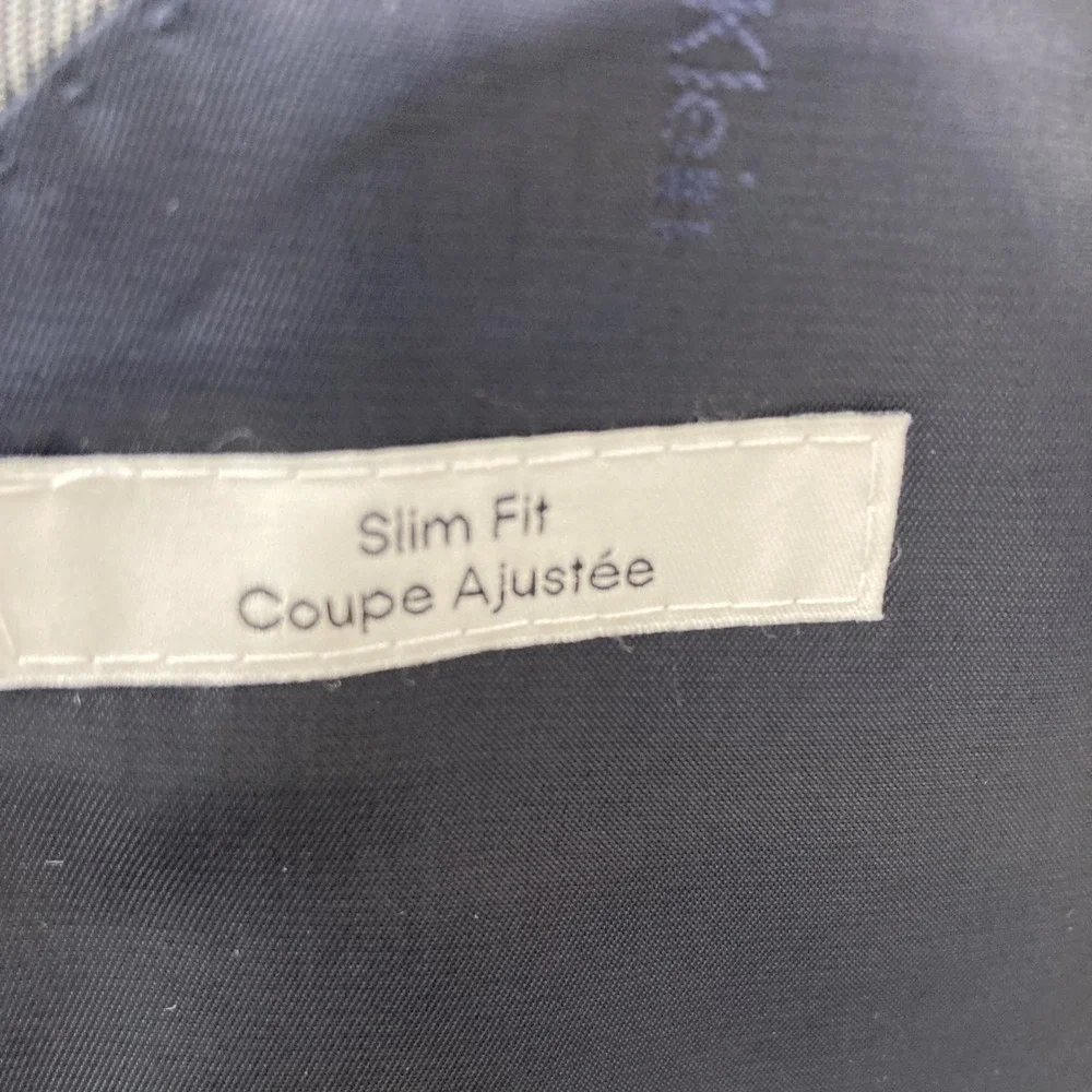 Calvin Klein Mens Slim fit Suit Jacket Blazer 46 R Navy Blue Solid Stretch‎